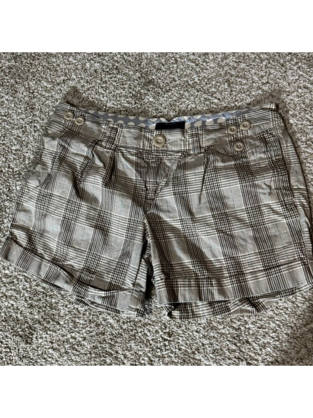 American Eagle Outfitters Shorts Women's Size 8 Plaid Pleated Cuffed Cotton